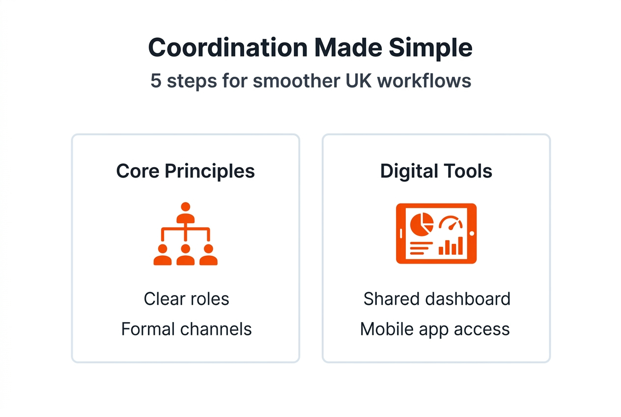 Infographic with coordination steps and tools
