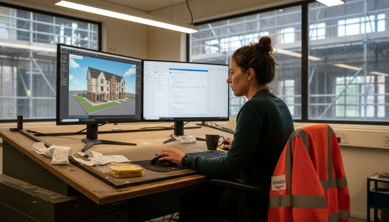 Engineer using BIM software for house project