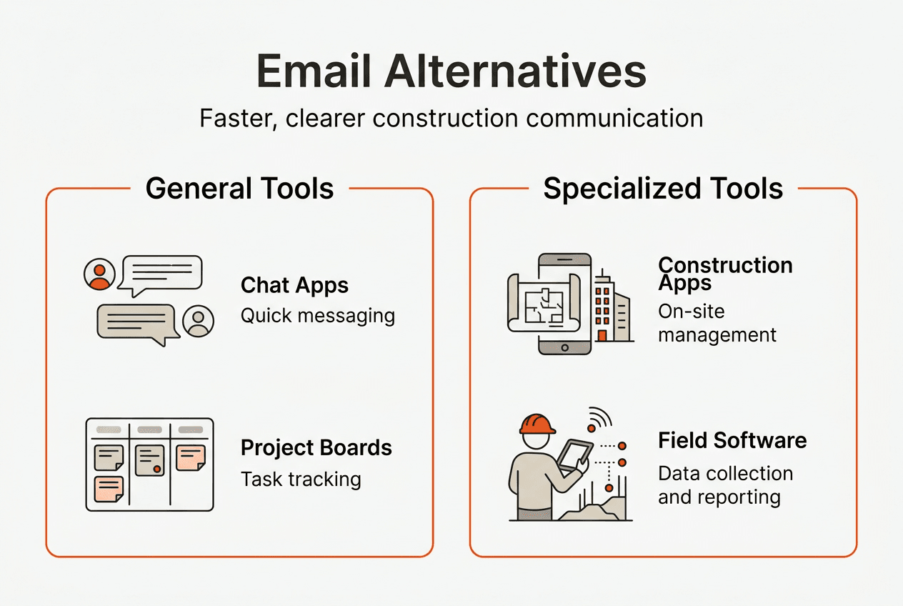 Infographic: common email alternatives for construction