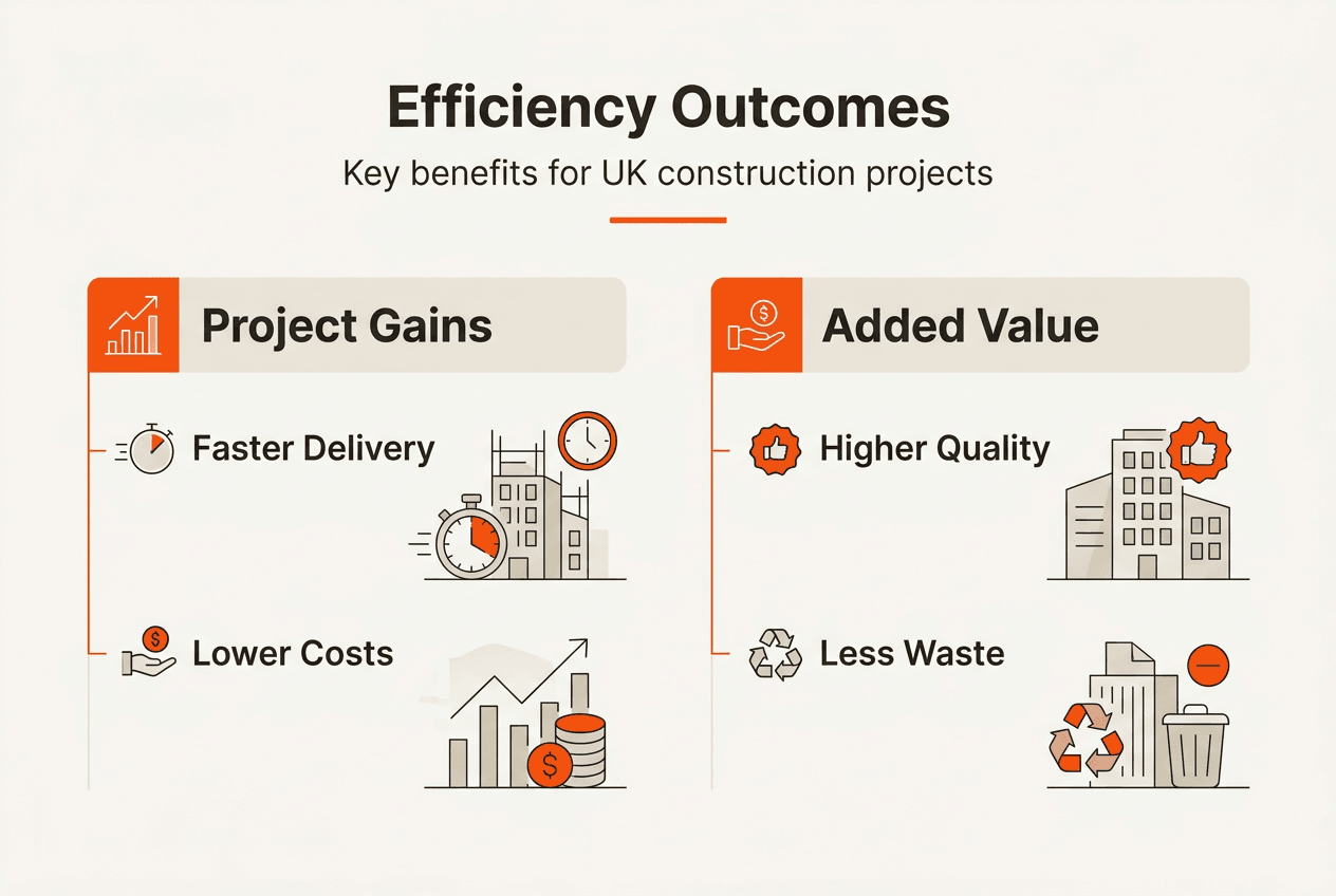 Infographic of construction efficiency project outcomes