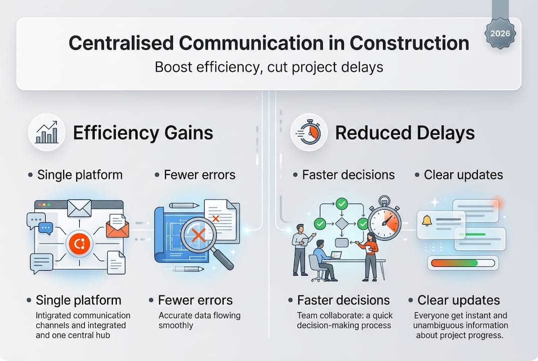 Centralised construction communication benefits infographic