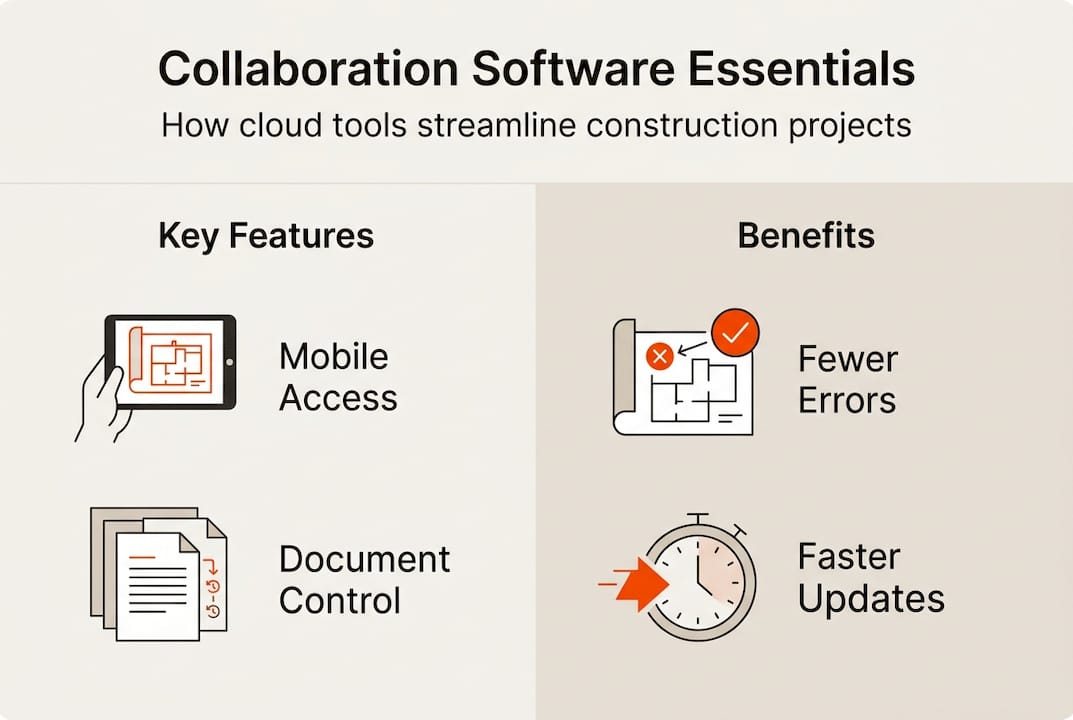 Infographic on cloud construction software features and benefits