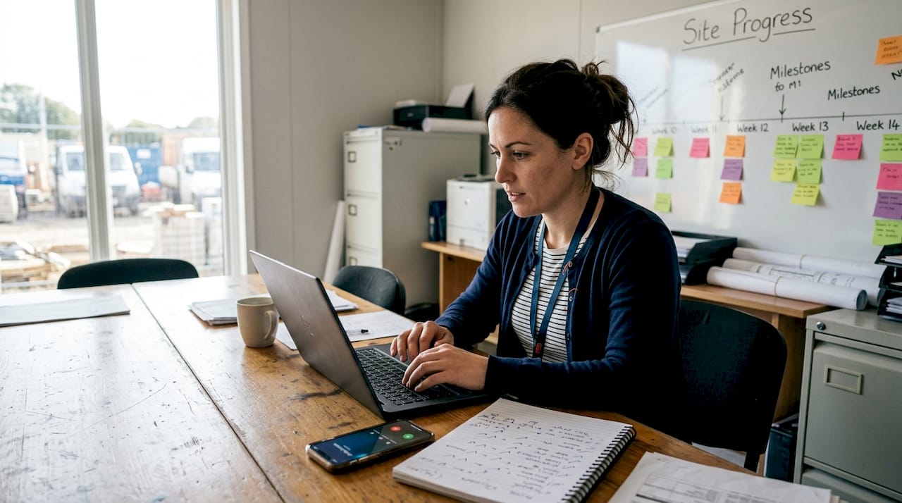 Coordinator updating schedules in project field office