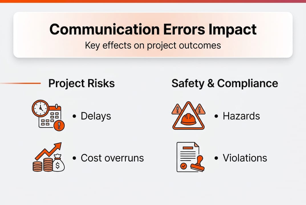 Infographic showing communication errors in construction