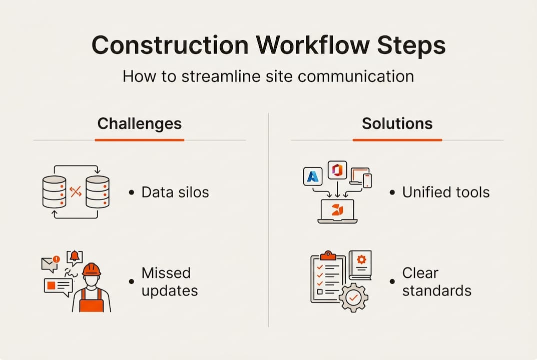 Infographic showing workflow challenges and solutions