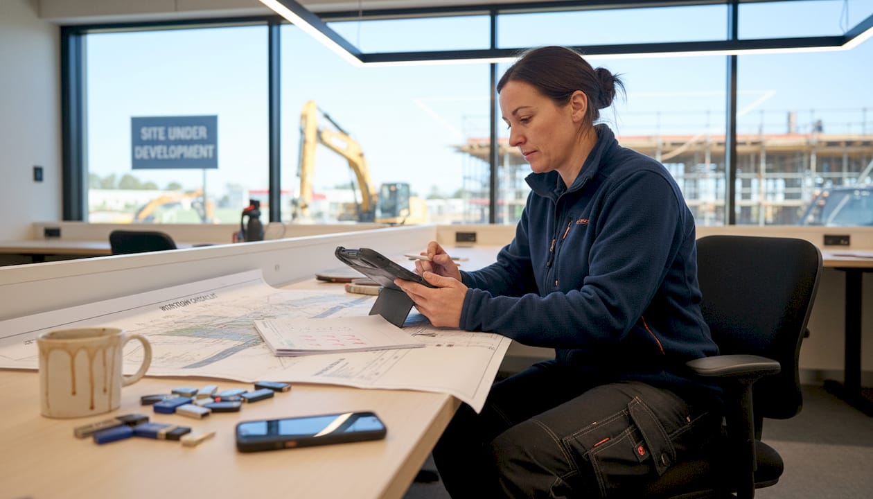 Engineer uses digital tools for workflow