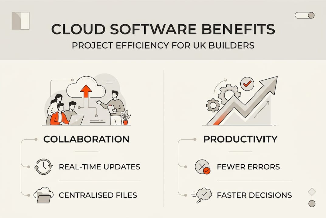 Infographic outlining benefits of cloud construction software