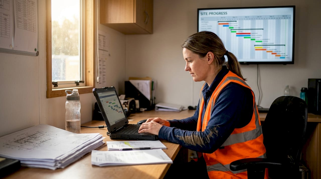 Site supervisor using digital scheduling tool