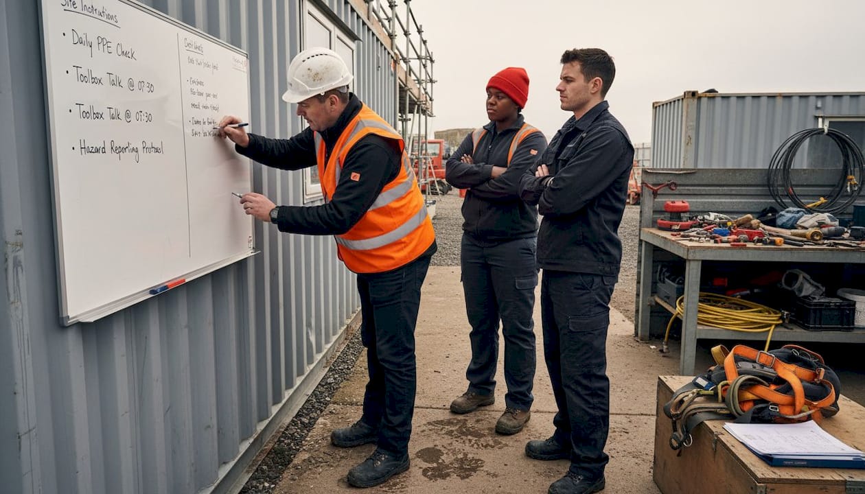 Safety officer reviews communication procedures