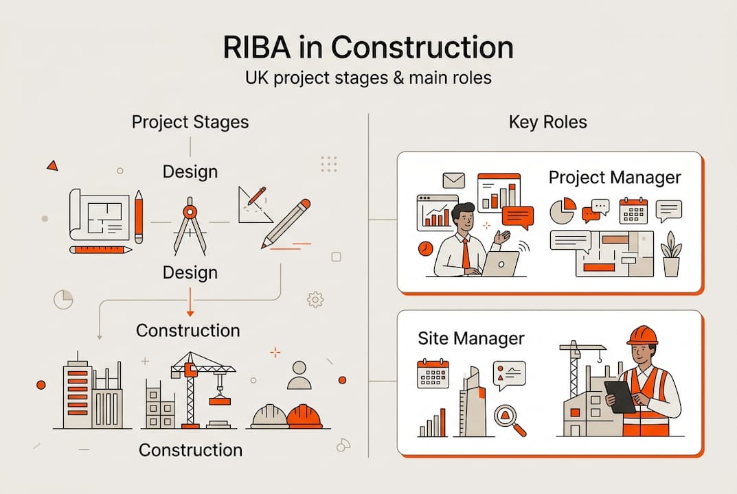 Infographic showing RIBA stages and key roles