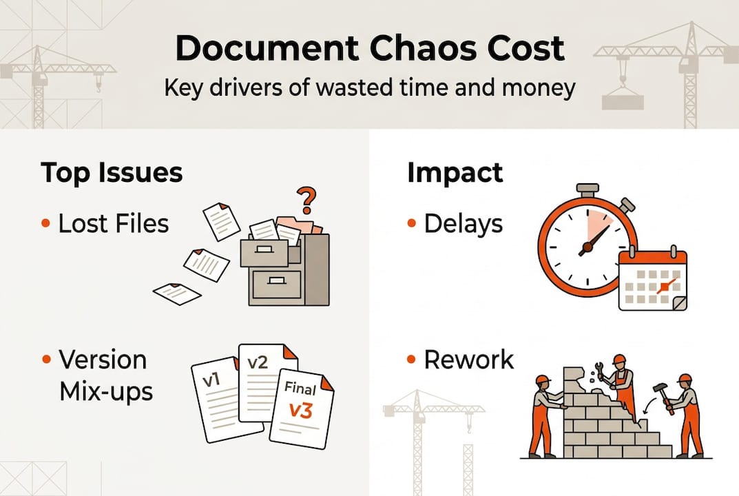 Infographic showing main causes of document waste