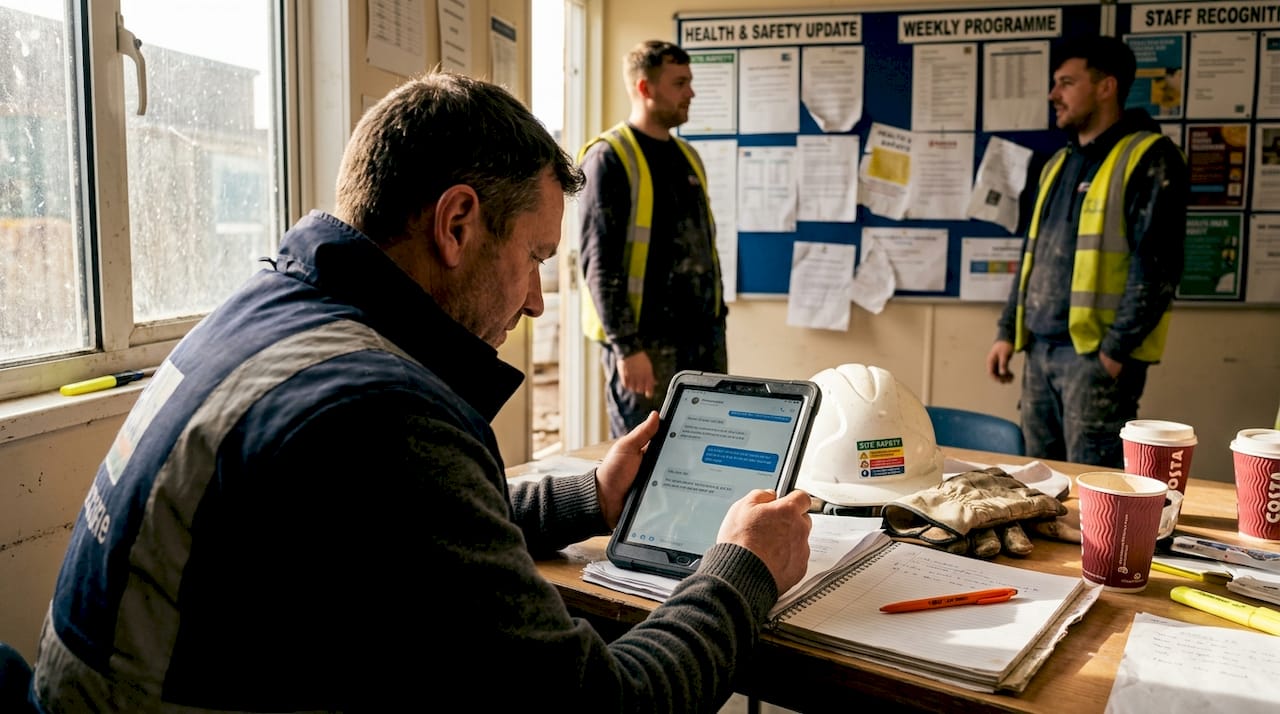 Foreman uses tablet for site messages