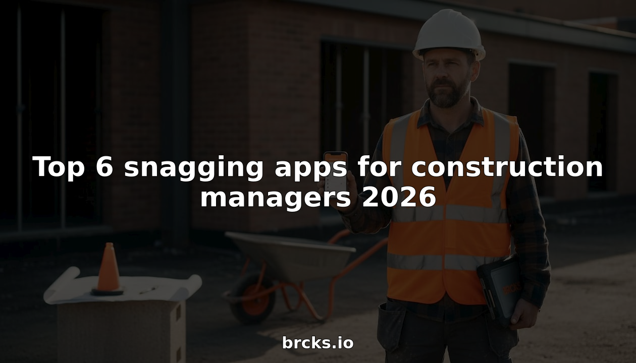 Construction manager reviewing snagging app on site