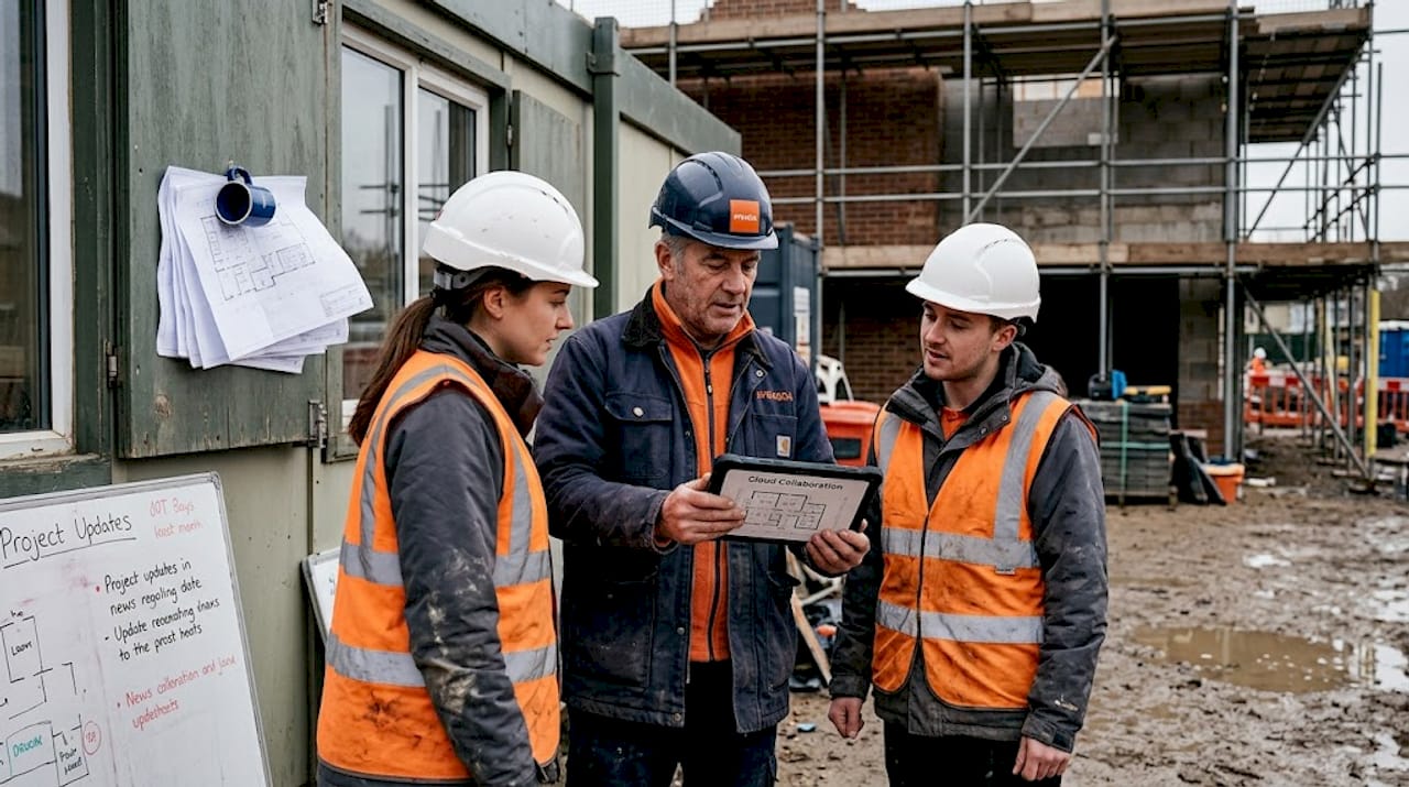 UK foreman and engineers review cloud updates