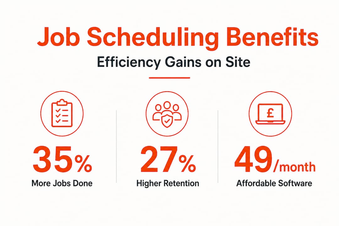 Infographic shows plumber scheduling stats and key benefits