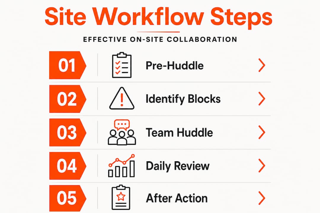 Infographic showing step-by-step site workflow