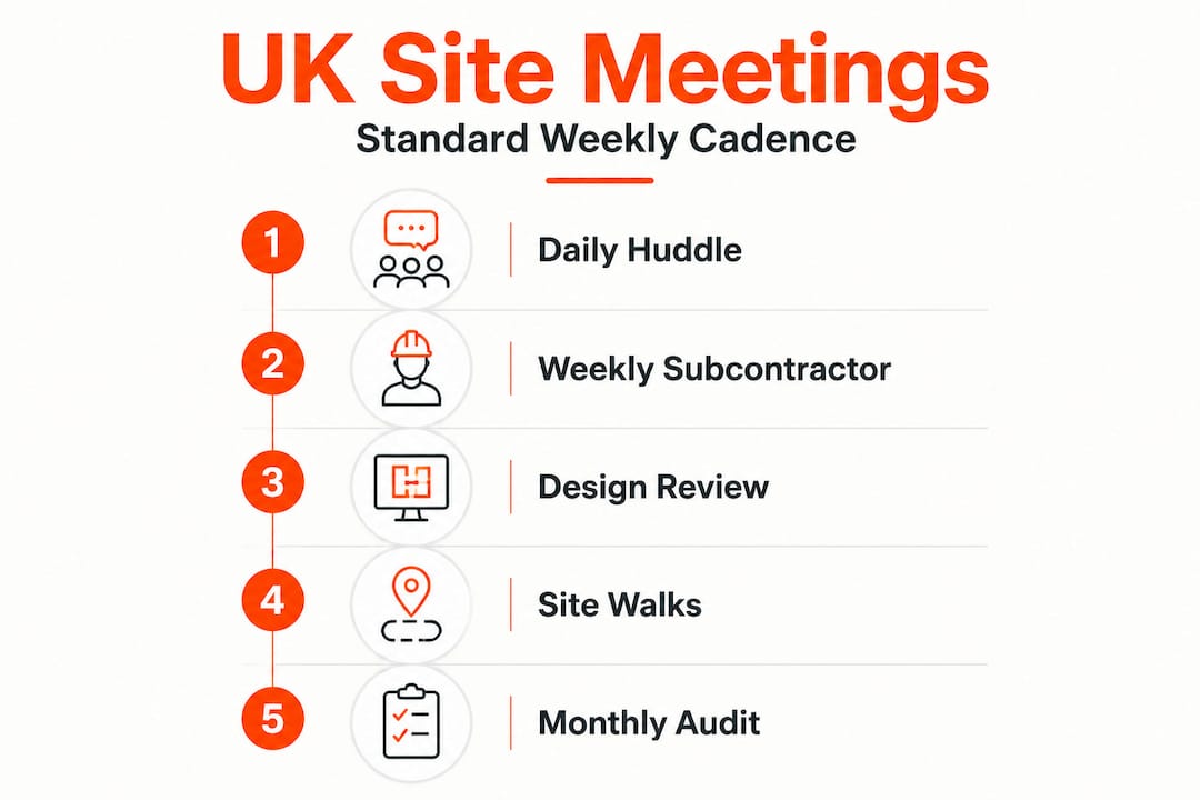 Infographic of UK construction site meeting cadence