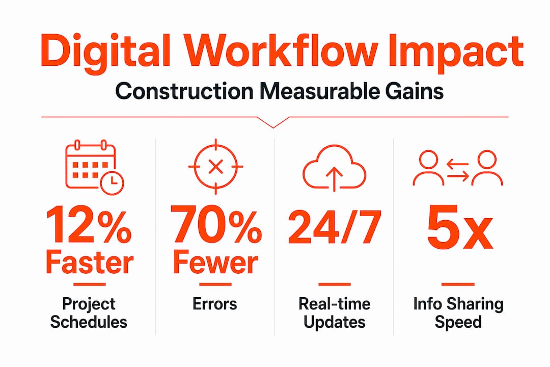 Infographic showing digital workflow impact statistics