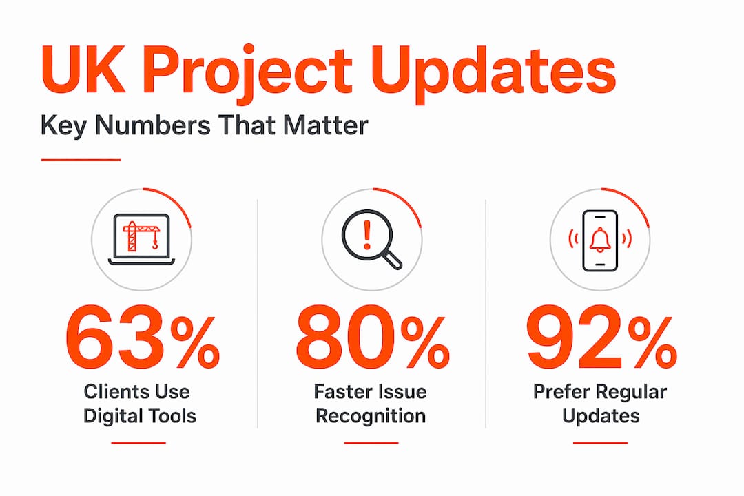 Infographic with UK construction update statistics