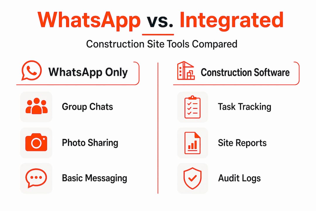 Infographic comparing WhatsApp to integrated software
