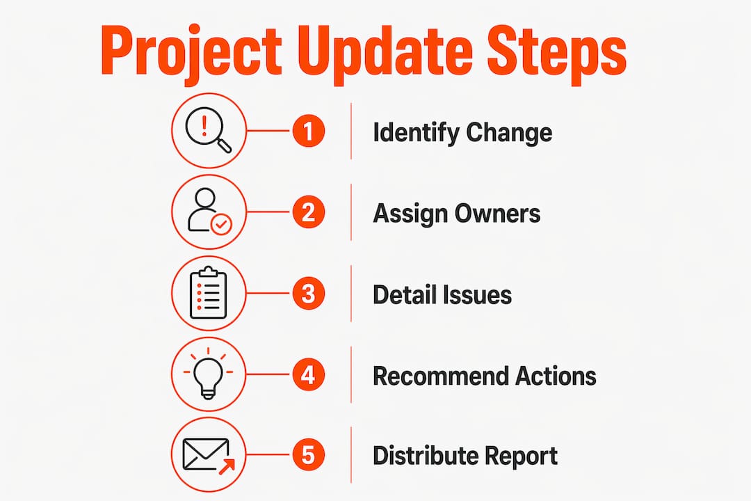 Infographic showing steps in project update process
