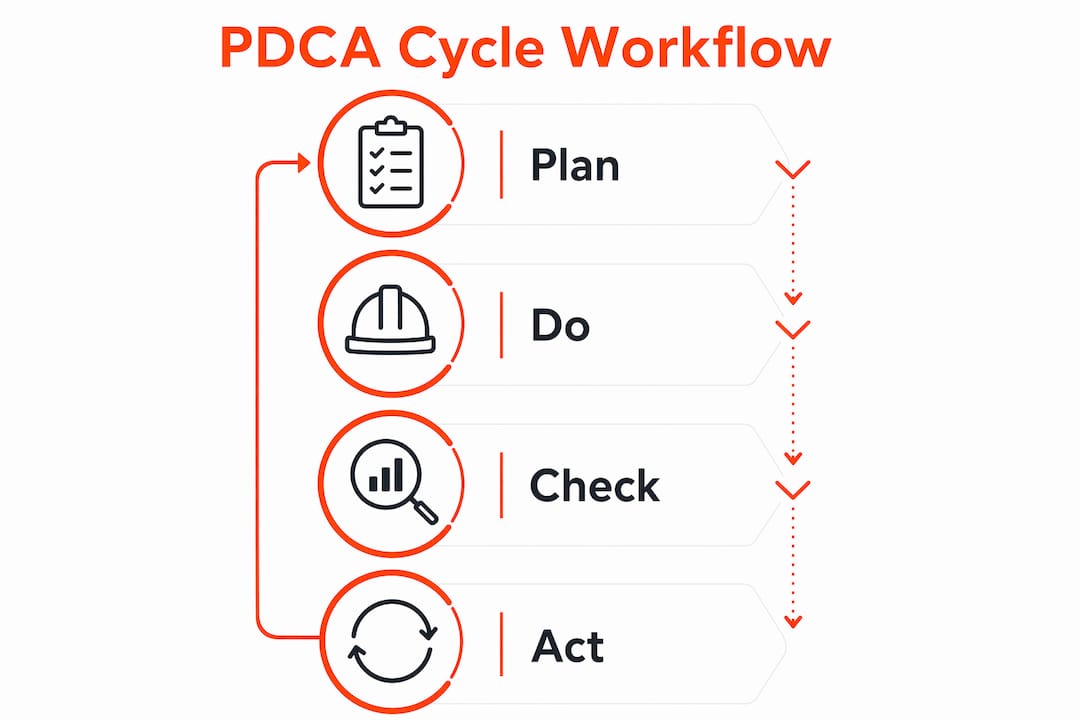 Infographic showing PDCA cycle steps
