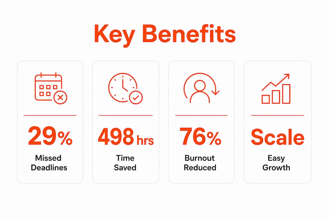 Infographic displaying key benefits of centralised task management