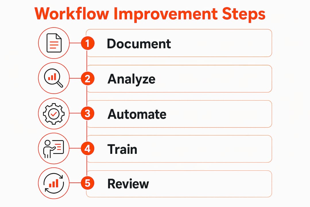 Infographic outlining workflow improvement steps