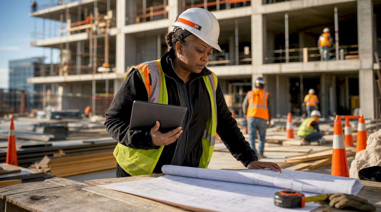 Project manager using user-friendly software onsite