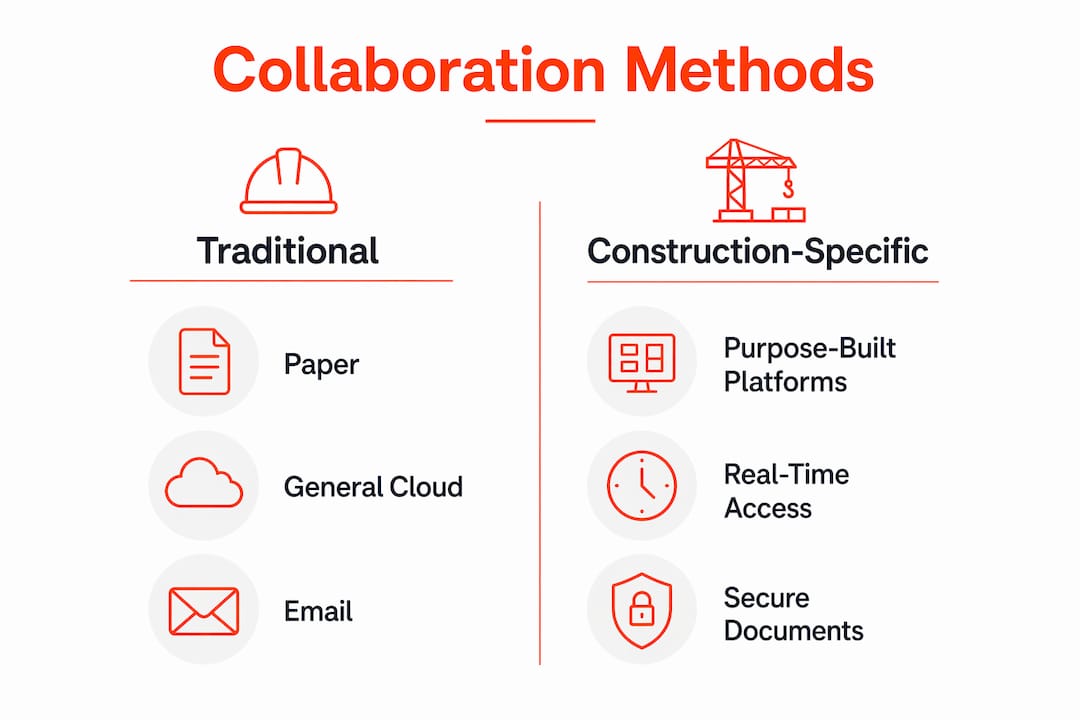 Infographic comparing collaboration methods in construction