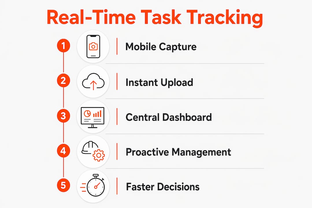 Infographic illustrating real-time task tracking steps