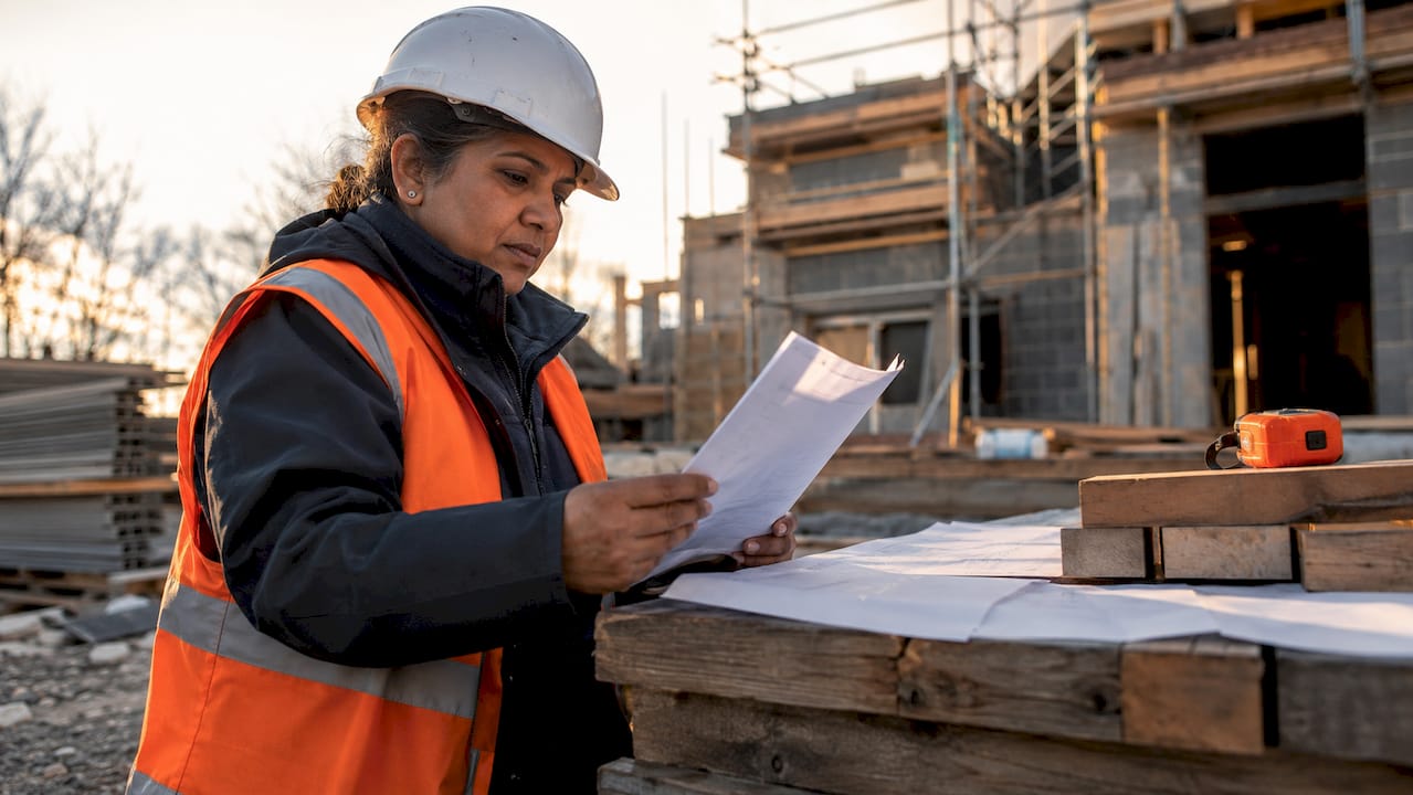 Project manager reviewing construction tasks