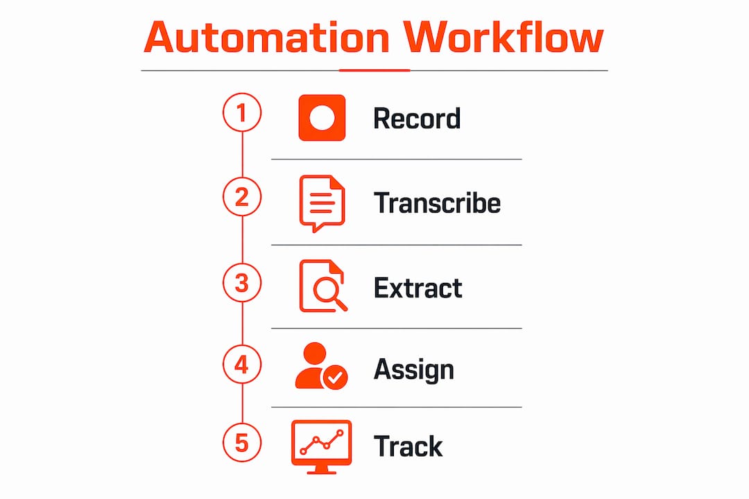 Infographic showing automation workflow steps