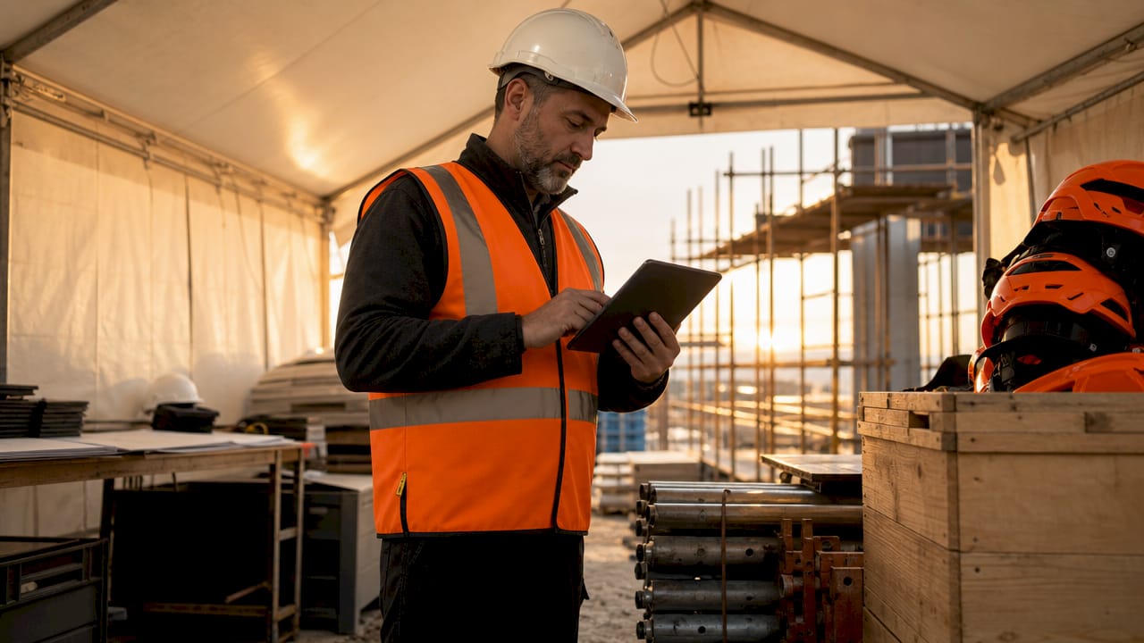 Project manager coordinating tasks onsite