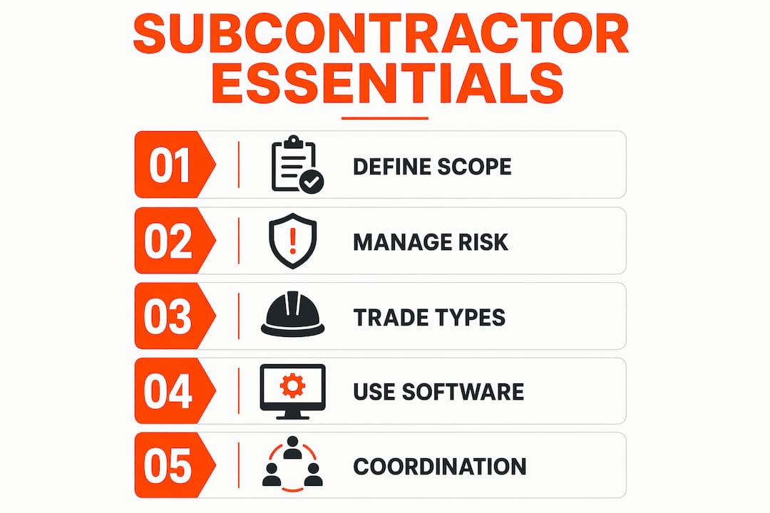 Infographic showing subcontractor roles and processes