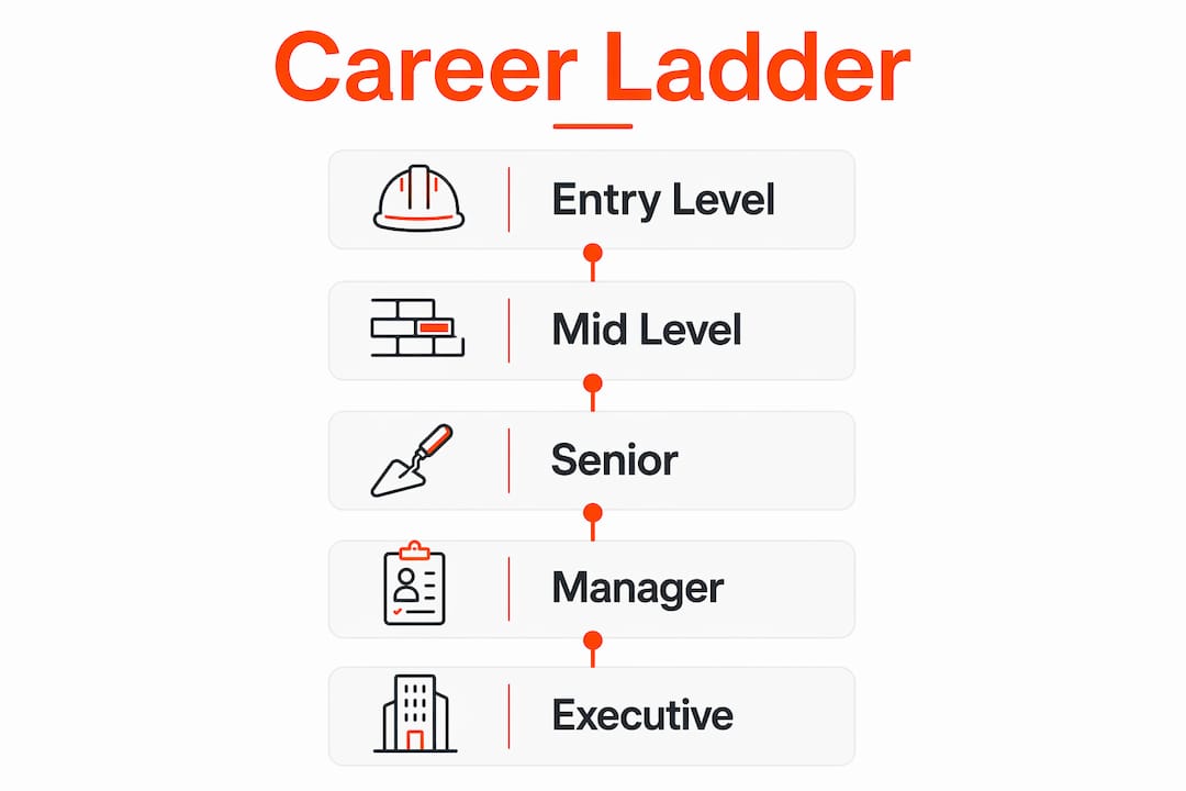 Infographic showing construction administration career progression steps