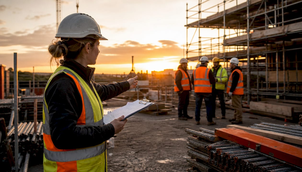 Site supervisor clarifying roles on construction site
