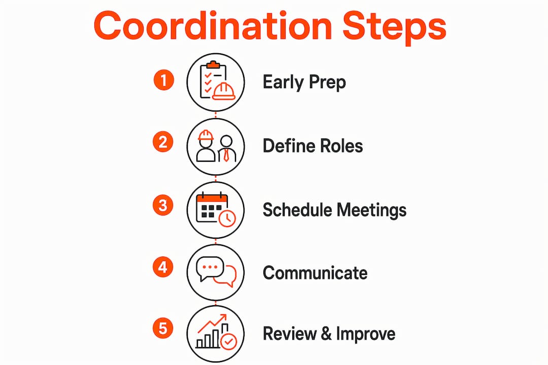 Infographic outlining steps for effective team coordination