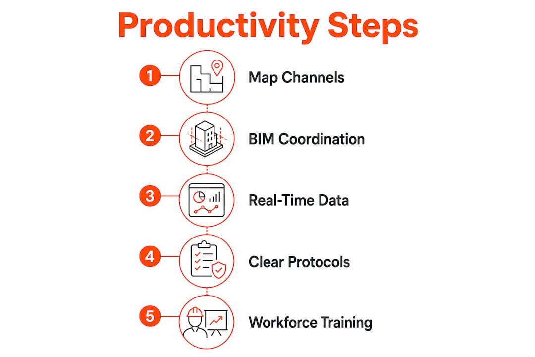 Infographic showing steps to improve team productivity