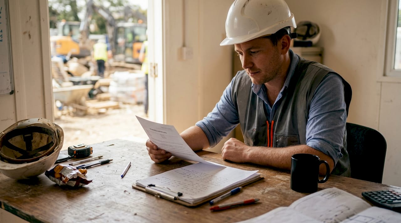 Contractor reviewing insurance certificate