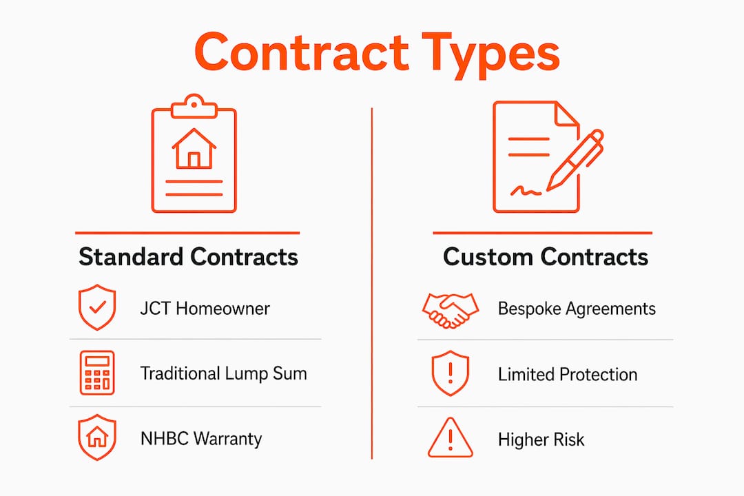 Infographic comparing UK residential construction contract types