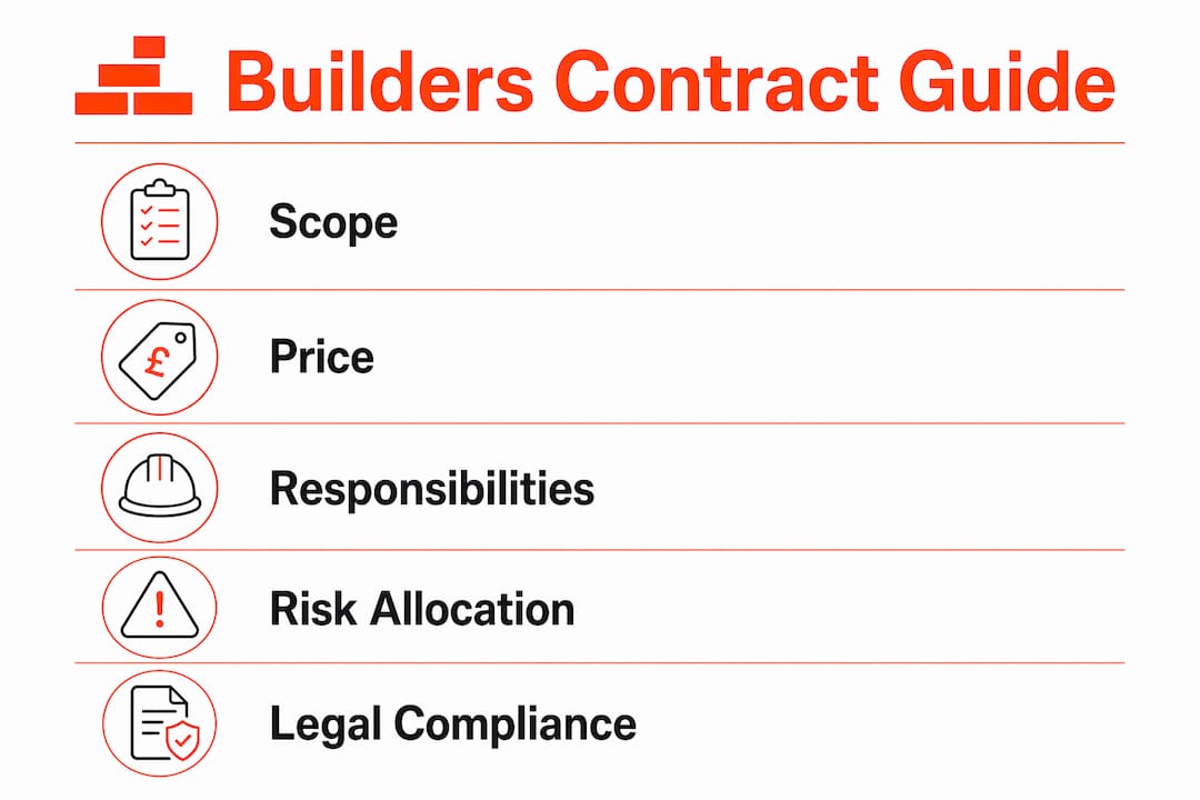 Infographic summarising key builders contract elements