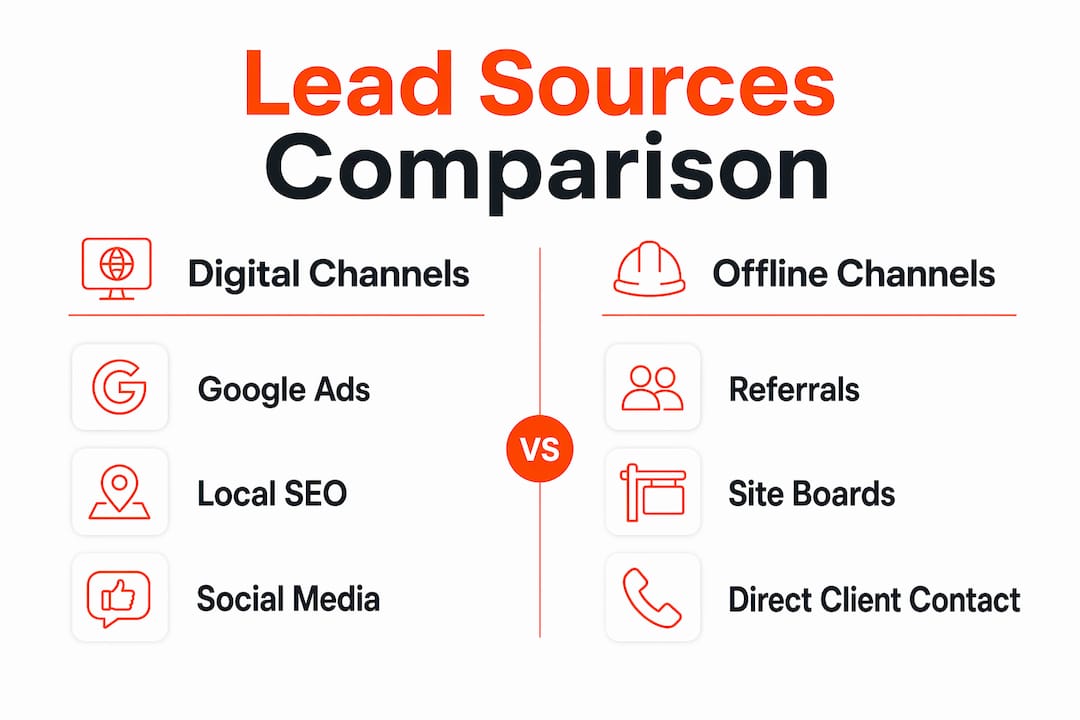 Infographic comparing digital and offline lead sources