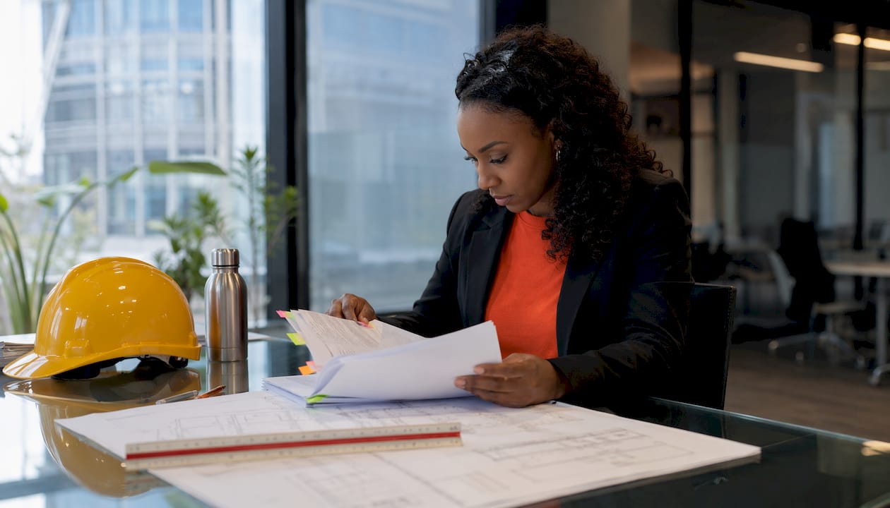 Project manager reviewing UK HR regulations