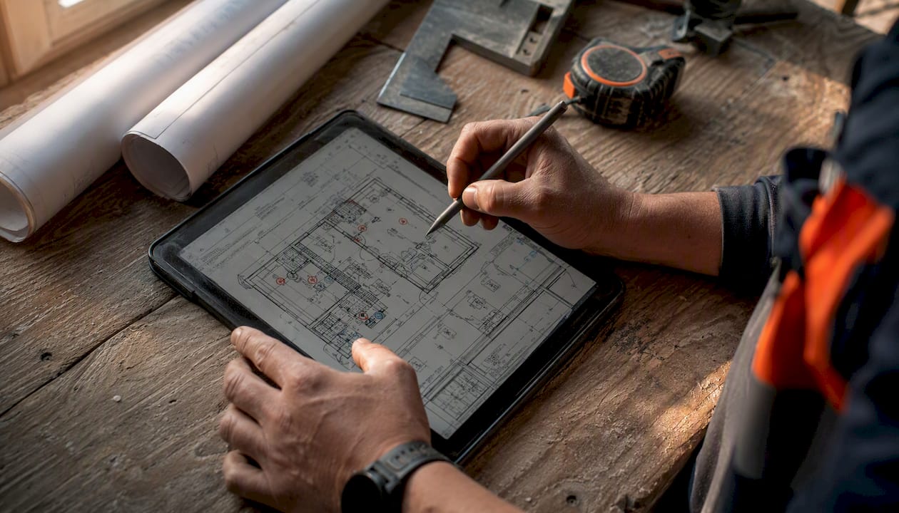 Hands pinning defect on digital plan tablet