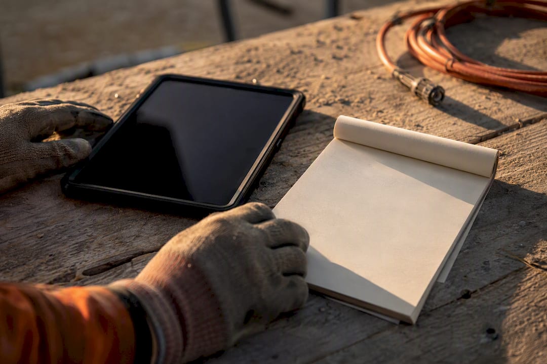 Tablet and paper NCR pad side by side