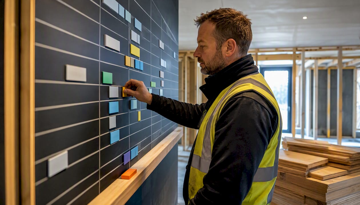 Supervisor arranging construction lookahead plan markers