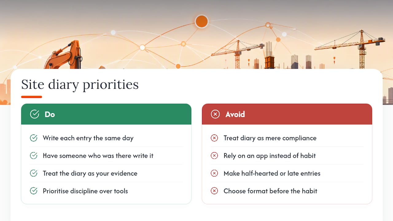 What actually matters in a site diary — overview diagram