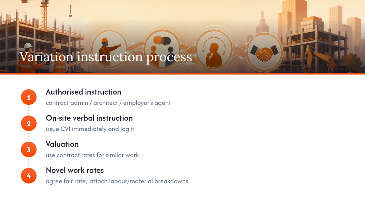 Variation instruction and valuation recording process
