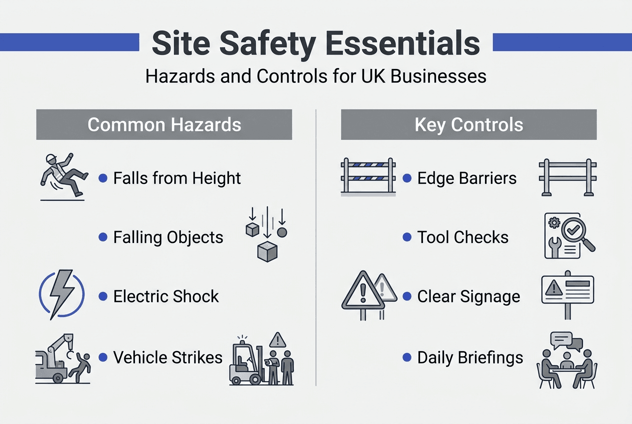 Infographic showing top site hazards and controls